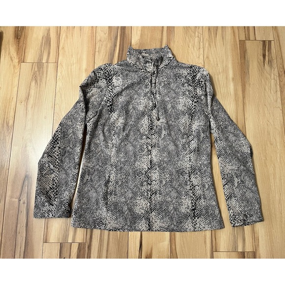 Zenergy by Chico's Jacket Sz 0 XS Brown Tan Snake Print Zip Front Pockets - Picture 1 of 8